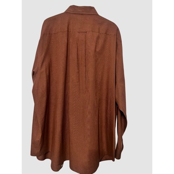 Roundtree & Yorke Mens 3XLT Shirt Maroon Plaid Long Sleeve Button Down Easy Care - Picture 2 of 7